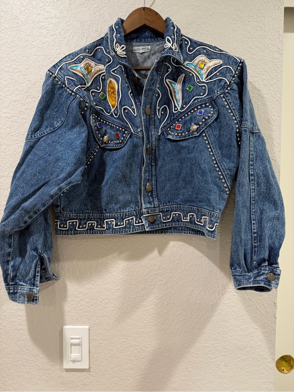 Main Jeans 1980s Jewelled Jean Jacket Size XL - Picture 13 of 15